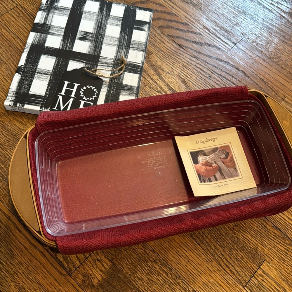 Longaberger Bagel Basket Combo | Liner + Protector | Burgundy